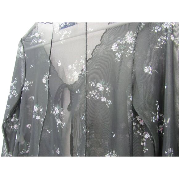 Arizona Jean Co Size Small Semi Sheer Ditsy Floral Print Front Tie Scalloped - Picture 6 of 6